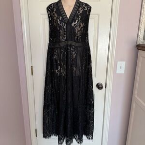 Johnny Was Biya Black Veronne Lace Slip Dress Medium Sleeveless Boho No Slip
